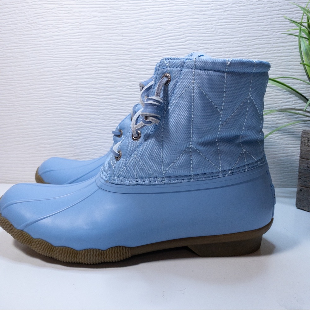 Like new Sperry SeaCycled Saltwater Nylon Rain Duck Boots Light Blue 8.5